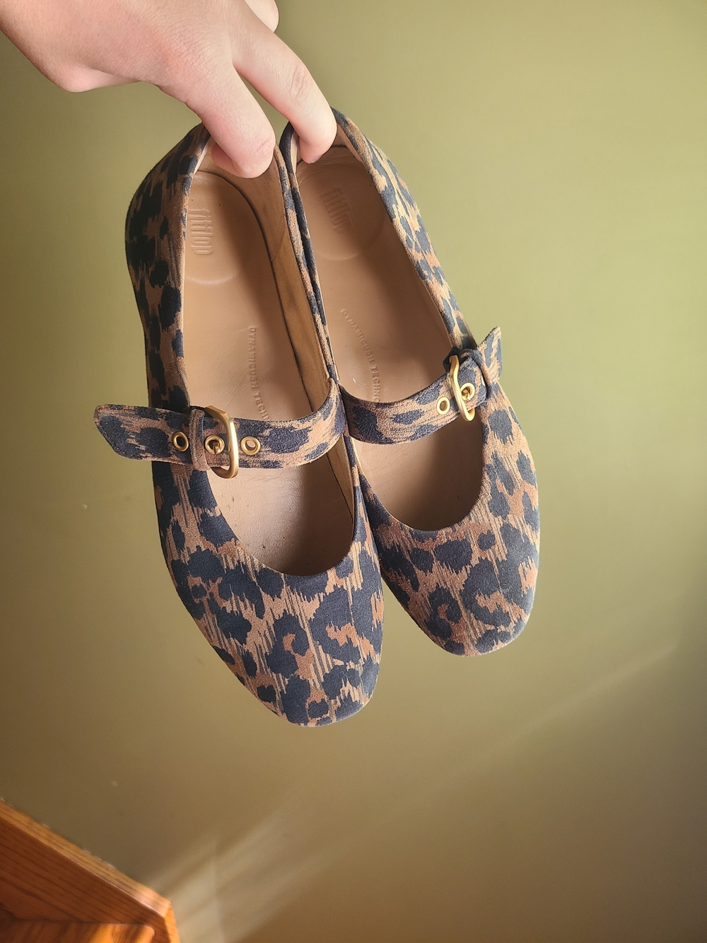 Fitflop Leopard Print Mary Jane Ballet Flats - Suede Material